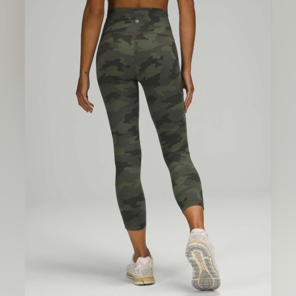 Lululemon Wunder Train High-Rise Crop 23" Heritage 365 Camo Green Twill Multi 14 - Picture 1 of 7